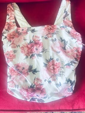 Windsor White Tank Top with Pink Floral Print